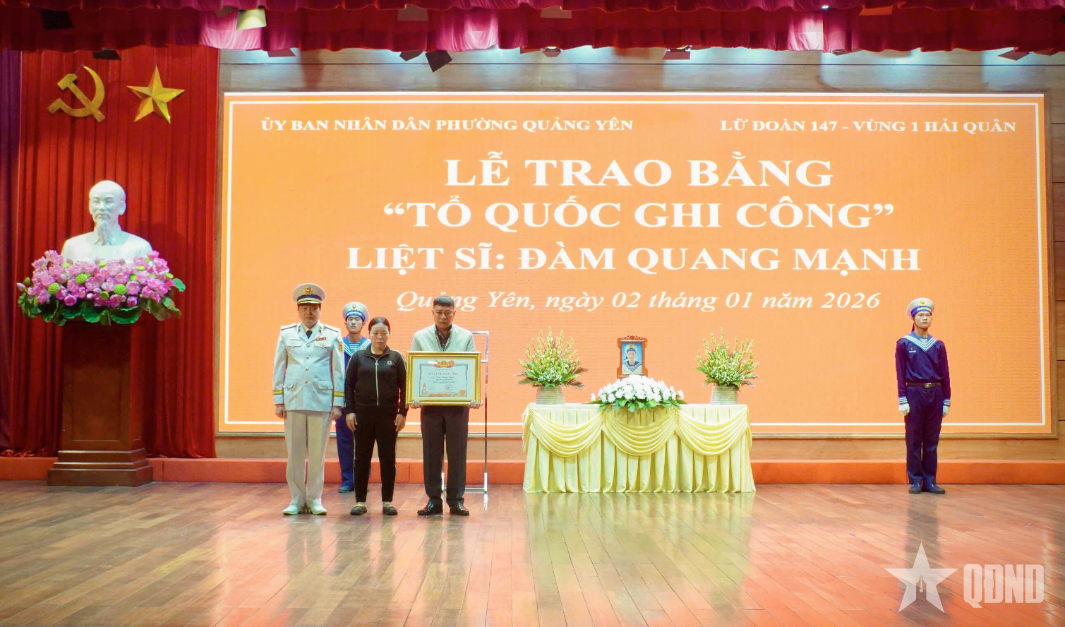 Trao Bằng Tổ quốc ghi công liệt sĩ Đàm Quang Mạnh